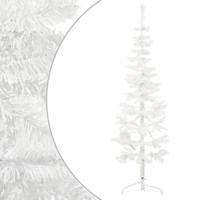 Kunstkerstboom half met standaard smal 120 cm wit - thumbnail