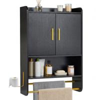 Badkamerkast Hangende Badkamerkast met Twee Deuren Hangkast met Verstelbare Legplanken 55 x 20 x 80 cm-Zwart