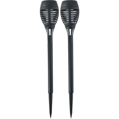 2x Solar tuinlampen fakkels/toortsen met vlam effect 48 cm