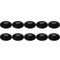 Spot Armatuur 10 Pack - Pragmi Pollon Pro - GU10 Inbouwspot - Rond - Zwart - Aluminium - Verdiept - Ø82mm