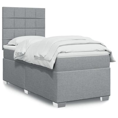 Boxspring met matras stof lichtgrijs 80x200 cm