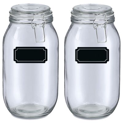Weckpotten/inmaakpotten - 4x - 2L - glas - met beugelsluiting - incl. etiketten