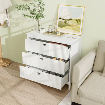 Moderne Ladekast met 3 Laden Opbergkast met Anti-Kantelpakket Bijzettafel Multifunctionele Bijzetkast met 3 Niveaus voor Thuis