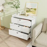 Moderne Ladekast met 3 Laden Opbergkast met Anti-Kantelpakket Bijzettafel Multifunctionele Bijzetkast met 3 Niveaus voor Thuis