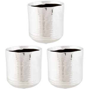 3x Zilveren ronde plantenpotten/bloempotten Cerchio 11 cm keramiek