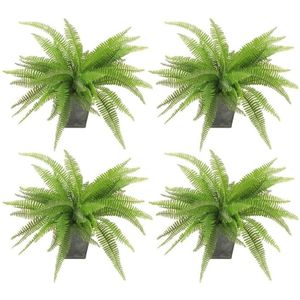 4x Kunstplanten varen 33 cm groen in pot