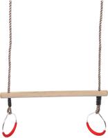 Swing King Trapeze met Ringen in hoogte Verstelbaar Hout Naturel - thumbnail