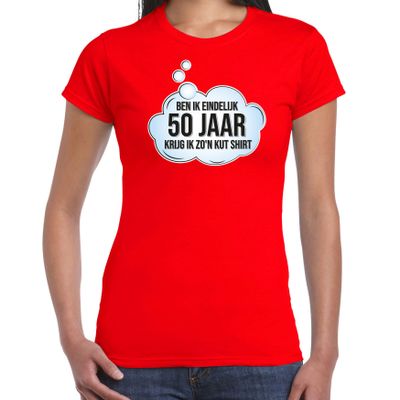 Verjaardag cadeau t-shirt voor dames - 50 jaar/Sarah - rood - kut shirt Verjaardag cadeau t-shirt voor dames - 50 jaar/Sarah - rood - kut shirt