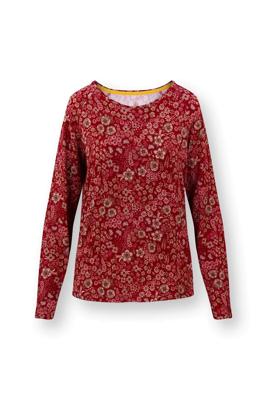 Pip Studio Tina Top Lange Mouw Daisy Dreams Rood XS