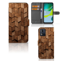 Book Style Case voor Motorola Moto E13 4G Wooden Cubes - thumbnail