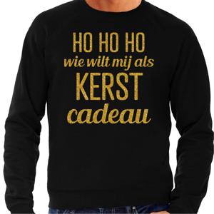 Foute kersttrui/sweater voor heren - Hohoho kerst cadeau - zwart - glitter goud