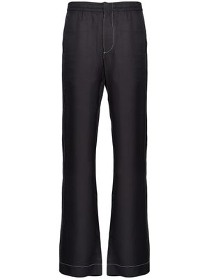 Prada pantalon en soie à taille à lien de resserrage - Noir