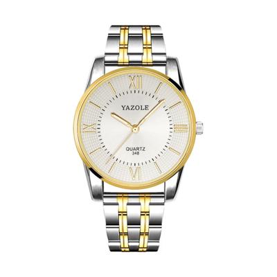 YAZOLE 348 mannen Fashion Business stalen band Band Quartz Wrist Watch lichtgevende punten (wit)