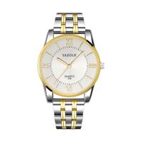 YAZOLE 348 mannen Fashion Business stalen band Band Quartz Wrist Watch lichtgevende punten (wit)