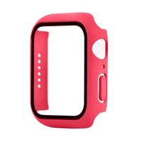 Hoesje geschikt voor Apple Watch 44MM - Hardcase - Screenprotector - Kunststof - Donkerroze