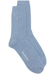 N.Peal chaussettes nervurée en cachemire - Bleu