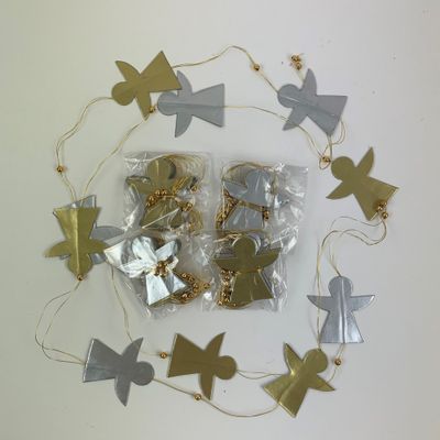 Kerstslinger Engelen Goud- en Zilverkleurig - Stevig Papier (Set van 10)