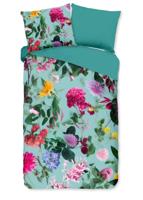 Good Morning Dekbedovertrek "bloemen" - Aqua - (140x200/220 cm) - Katoen