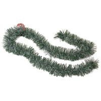 Kerstboom folie slingers/lametta guirlandes van 180 x 7 cm in de kleur groen met sneeuw   -