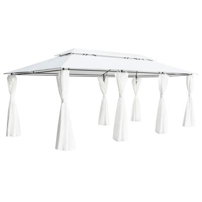 Prieel met gordijnen 180g/m² 600x298x270 cm wit