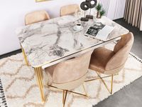 Verlengbare eettafel DAMSO 144 cm wit/goud