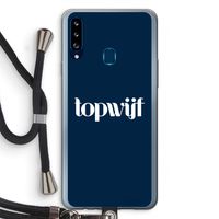 Topwijf Navy: Samsung Galaxy A20s Transparant Hoesje met koord