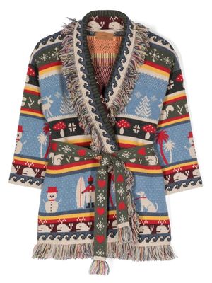 Alanui Kids cardigan Winter Friends en intarsia - Tons neutres