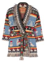 Alanui Kids cardigan Winter Friends en intarsia - Tons neutres