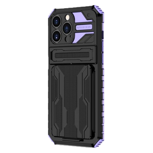 iPhone 12 hoesje - Backcover - Rugged Armor - Kickstand - Extra valbescherming - TPU - Zwart/Paars