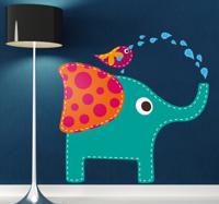 Sticker Olifant met vogeltje