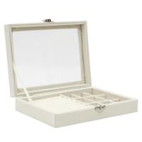 Home Deco Factory Sieradenkist - wit - polyester - 20 x 15 cm - organizer - sieradendoos - box