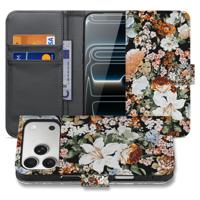 Portemonnee hoesje iPhone 17 Pro Max Dark Flowers Drie Pasjes