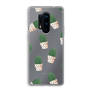 Cactusprint roze: OnePlus 8 Pro Transparant Hoesje