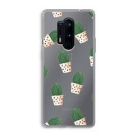 Cactusprint roze: OnePlus 8 Pro Transparant Hoesje