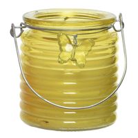 Citronella kaars - in windlicht - geel - 20 branduren - citrusgeur
