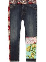Dolce & Gabbana Kids jean à patch de fleurs - Bleu