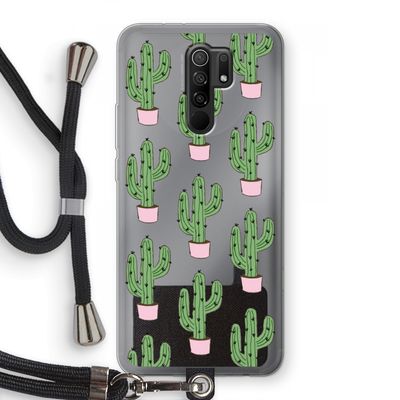 Cactus Lover: Xiaomi Redmi 9 Transparant Hoesje met koord