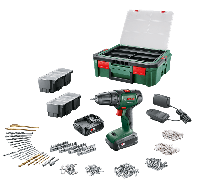 Bosch Groen universal drill 18v | accuschroefboormachine | 2 x 1.5 ah accu + lader | incl. accessoires + systembox - 06039d4003