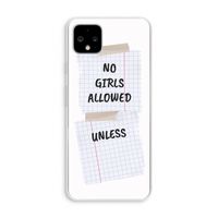 No Girls Allowed Unless: Pixel 4 XL Transparant Hoesje