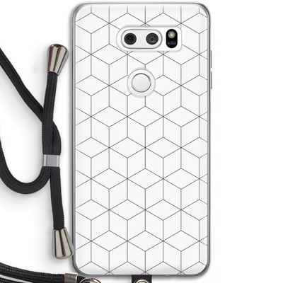 Zwart-witte kubussen: LG V30 Transparant Hoesje met koord