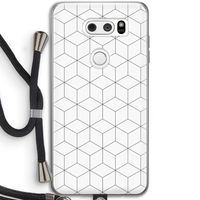 Zwart-witte kubussen: LG V30 Transparant Hoesje met koord