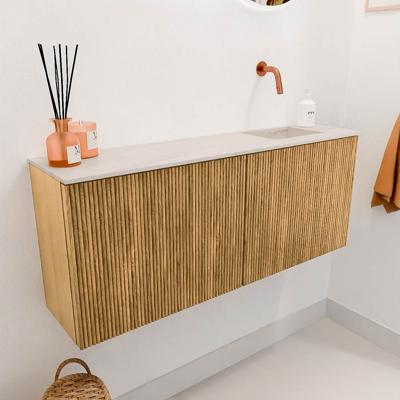 Toiletmeubel Mondiaz Joya Dlux | 100 cm | Meubelkleur Oak | Faye wastafel Meli Wasbak Rechts | Zonder kraangat(en)