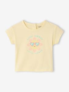T-shirt voor baby's met biologisch katoenen print pastelgeel
