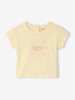 T-shirt voor baby's met biologisch katoenen print pastelgeel