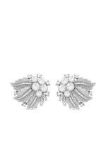 Susan Caplan Vintage boucles d'oreilles Trifari à motif de feuilles (années 1960) - Argent
