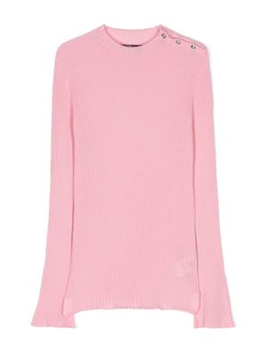 Versace Kids pull nervuré à détail de boutonnière - Rose