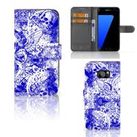 Telefoonhoesje met Naam Samsung Galaxy S7 Edge Angel Skull Blauw