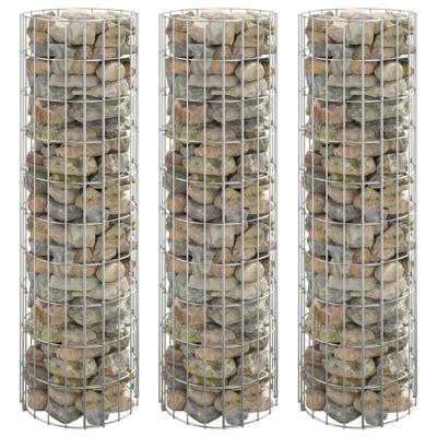 Gabion plantenbakken 3 st rond verhoogd Ø30x100 cm staal