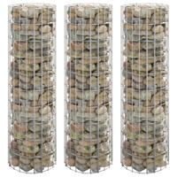 Gabion plantenbakken 3 st rond verhoogd Ø30x100 cm staal