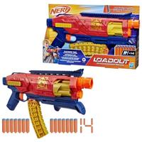 Nerf Loadout Shadowspeed Recon blaster met opbergruimte voor de 14 meegeleverde Nerf N1 darts, roterende trommel voor 6 darts, speel